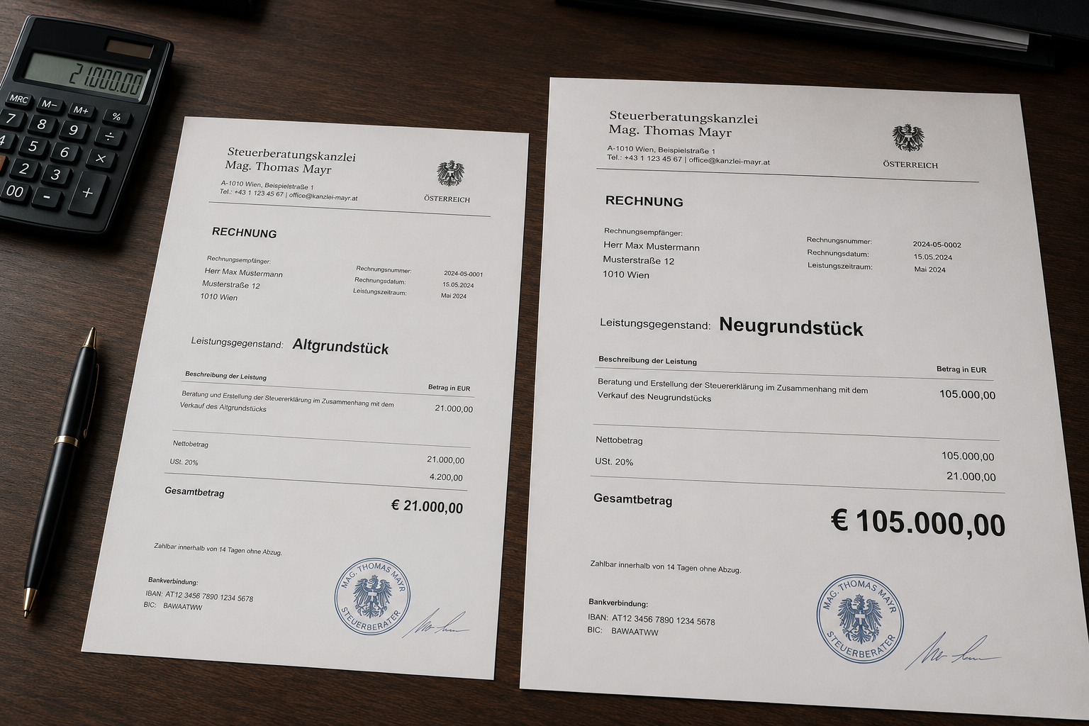 Altgrundstück Neugrundstück ImmoESt Vergleich — Infografik Steuersätze Österreich