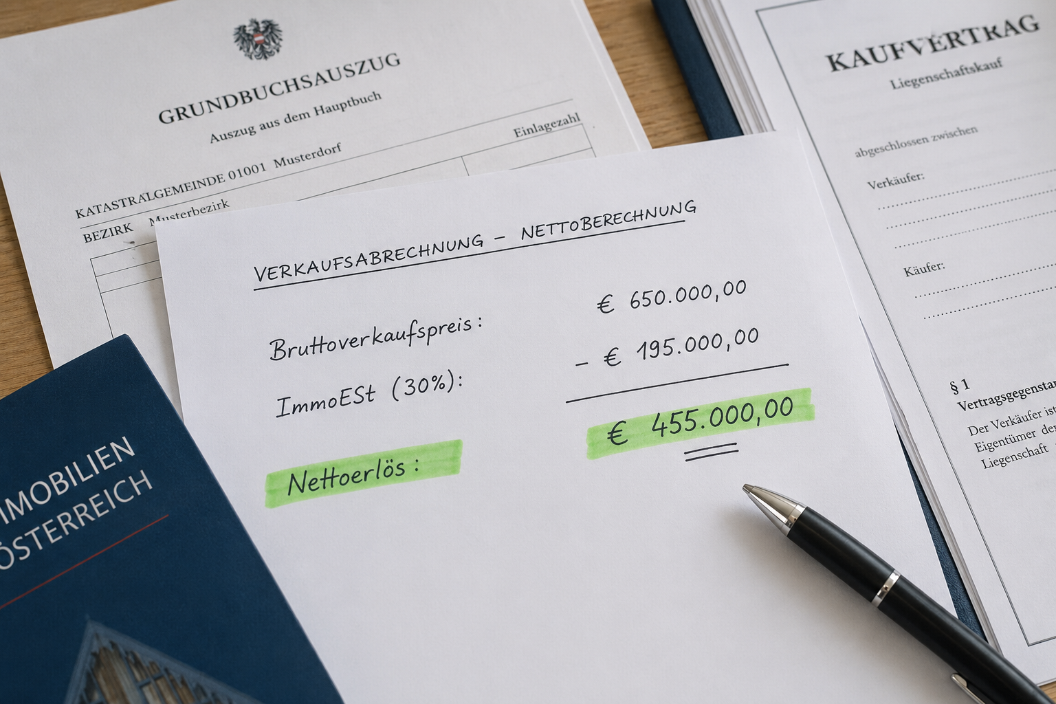 Wohnung verkaufen Steuern Österreich — Verkäufer und Steuerberater berechnen Nettobetrag nach ImmoESt
